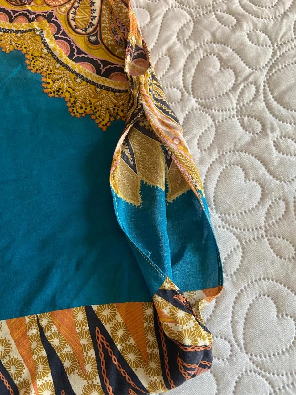 Blusón, caftán estilo étnico, azul turquesa y dorado - SuiteBlanco. Talla Única – photo 13